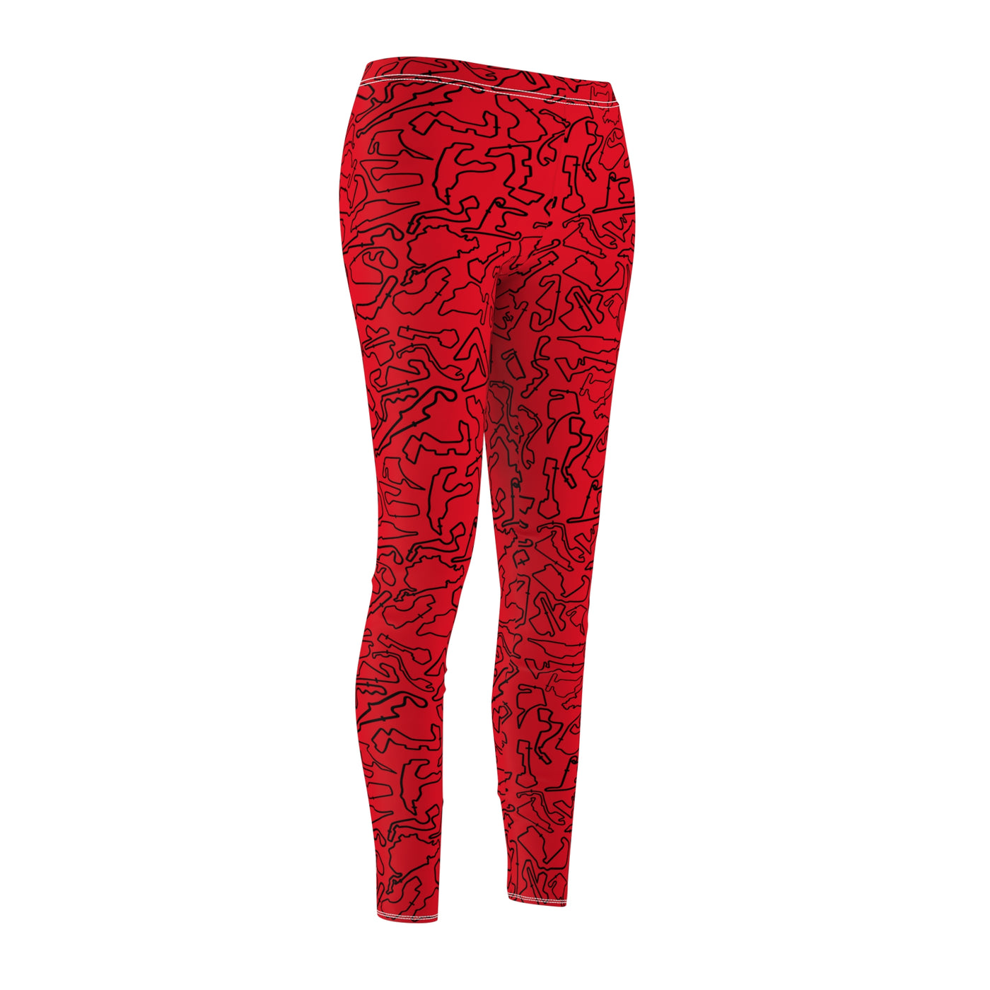 Black Red Track Casual Leggings