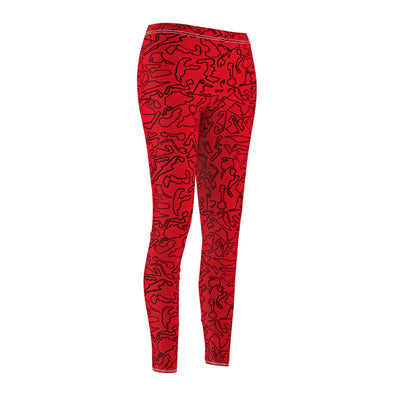Black Red Track Casual Leggings