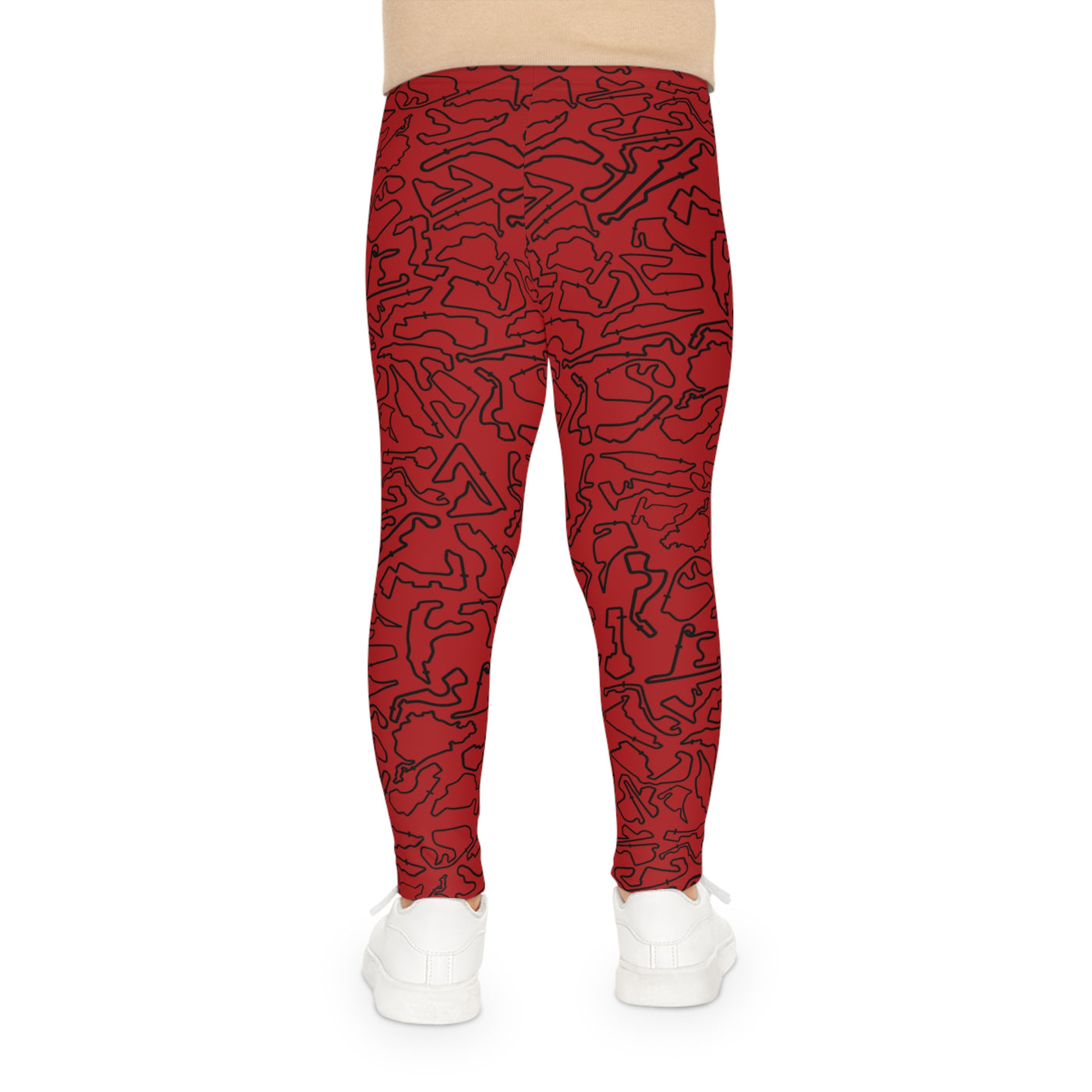 Black Dark red Track print Red kids Leggings, Activewear, Fashionable
