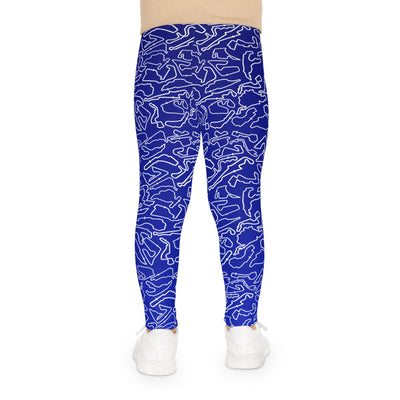 White Blue Track print Blue kids Leggings, Activewear, Fashionable