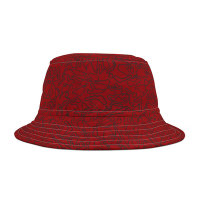 Dark Red Track Camo Bucket hat , Festival Fashion, Gift for Fashion Lovers, AOP Design