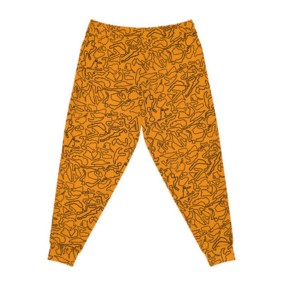 Black orange Track Camo unisex Joggers, Casual Lounge