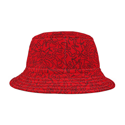 Red Track Camo bucket hat , Festival Fashion, Gift for Fashion Lovers, AOP Design