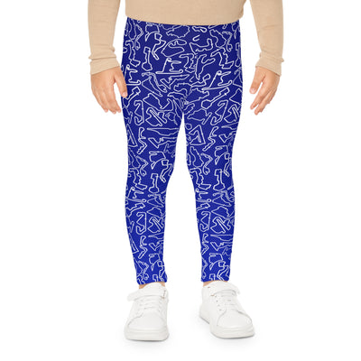 White Blue Track print Blue kids Leggings, Activewear, Fashionable