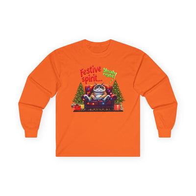 Grumpy Cat's Festive spirit, Unisex Long Sleeve Tee.