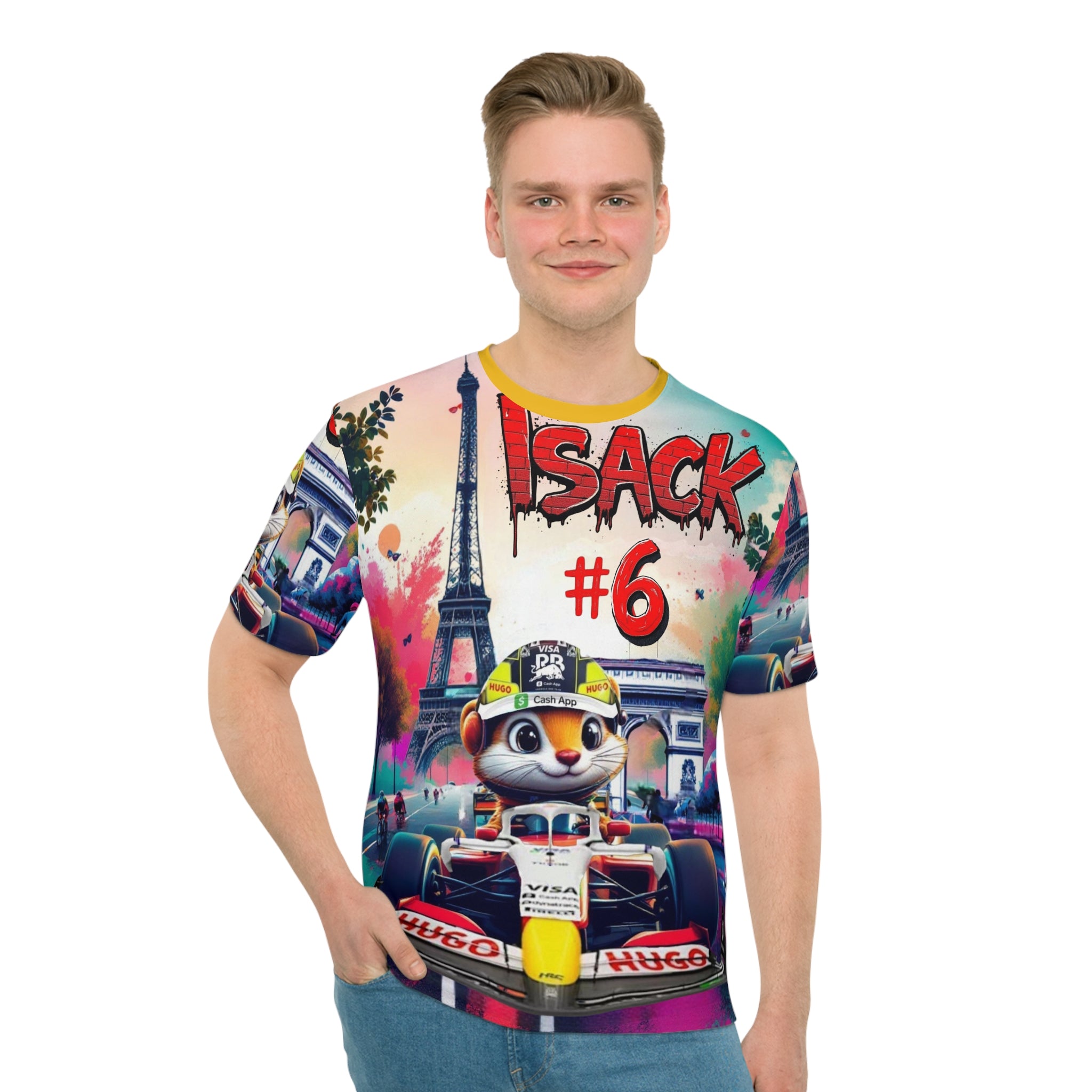 #6 Loose T-Shirt - Colorful Racing Design with Paris Backdrop - Perfect for Motorsport Fans