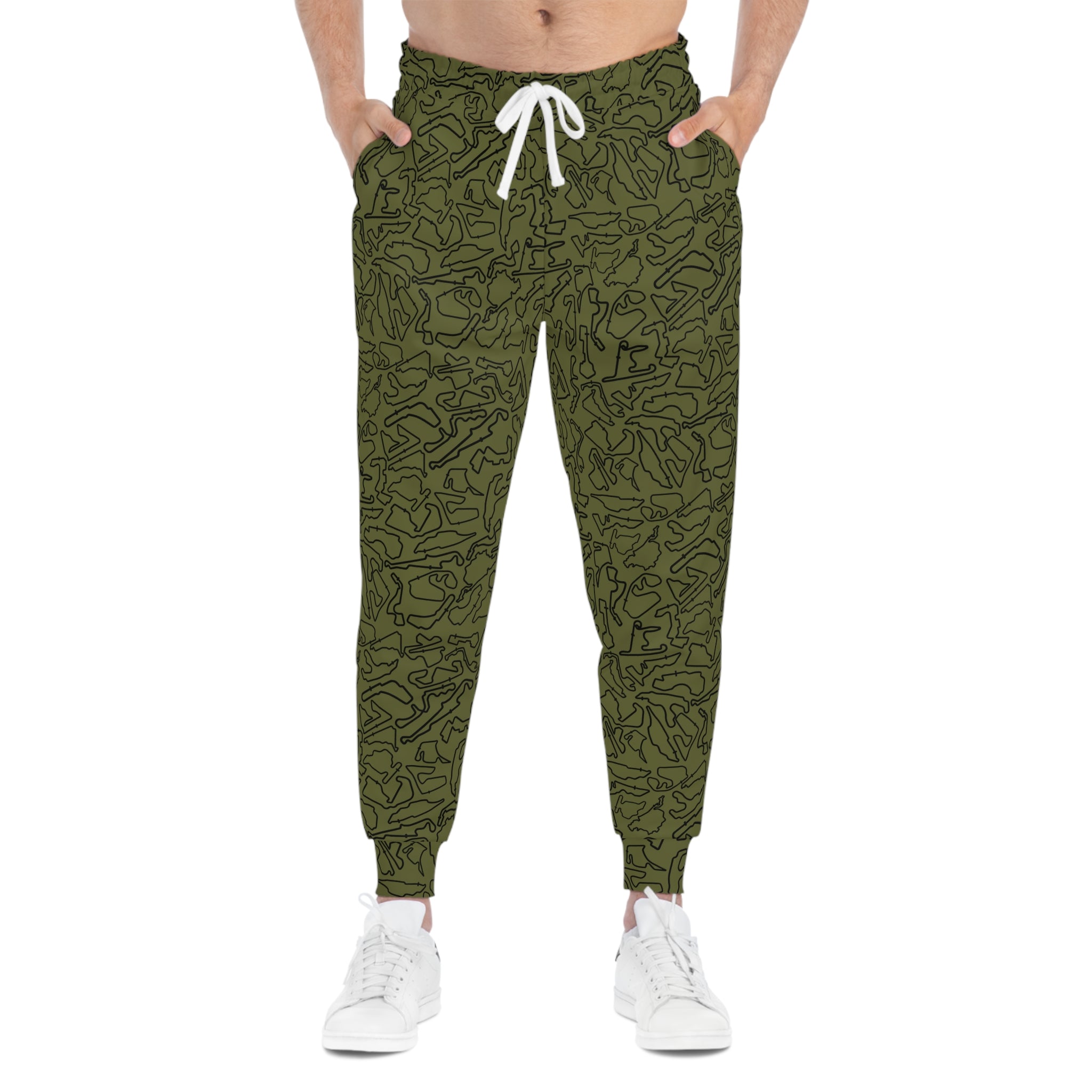 Black Army green Track Camo unisex Joggers, Casual Lounge