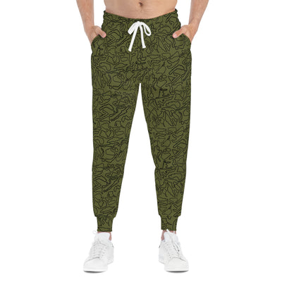 Black Army green Track Camo unisex Joggers, Casual Lounge