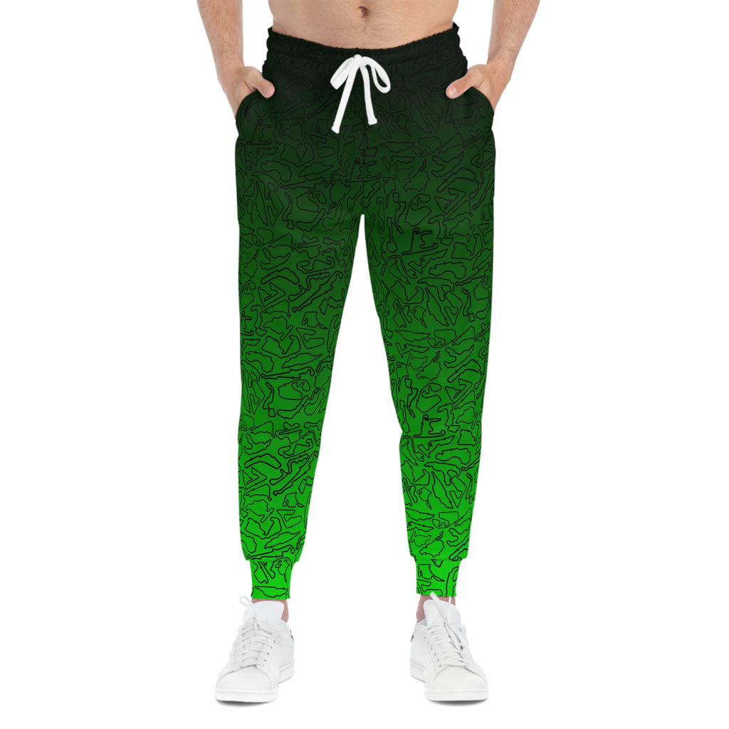 Black dark to light Green Track Camo unisex Joggers, Casual Lounge