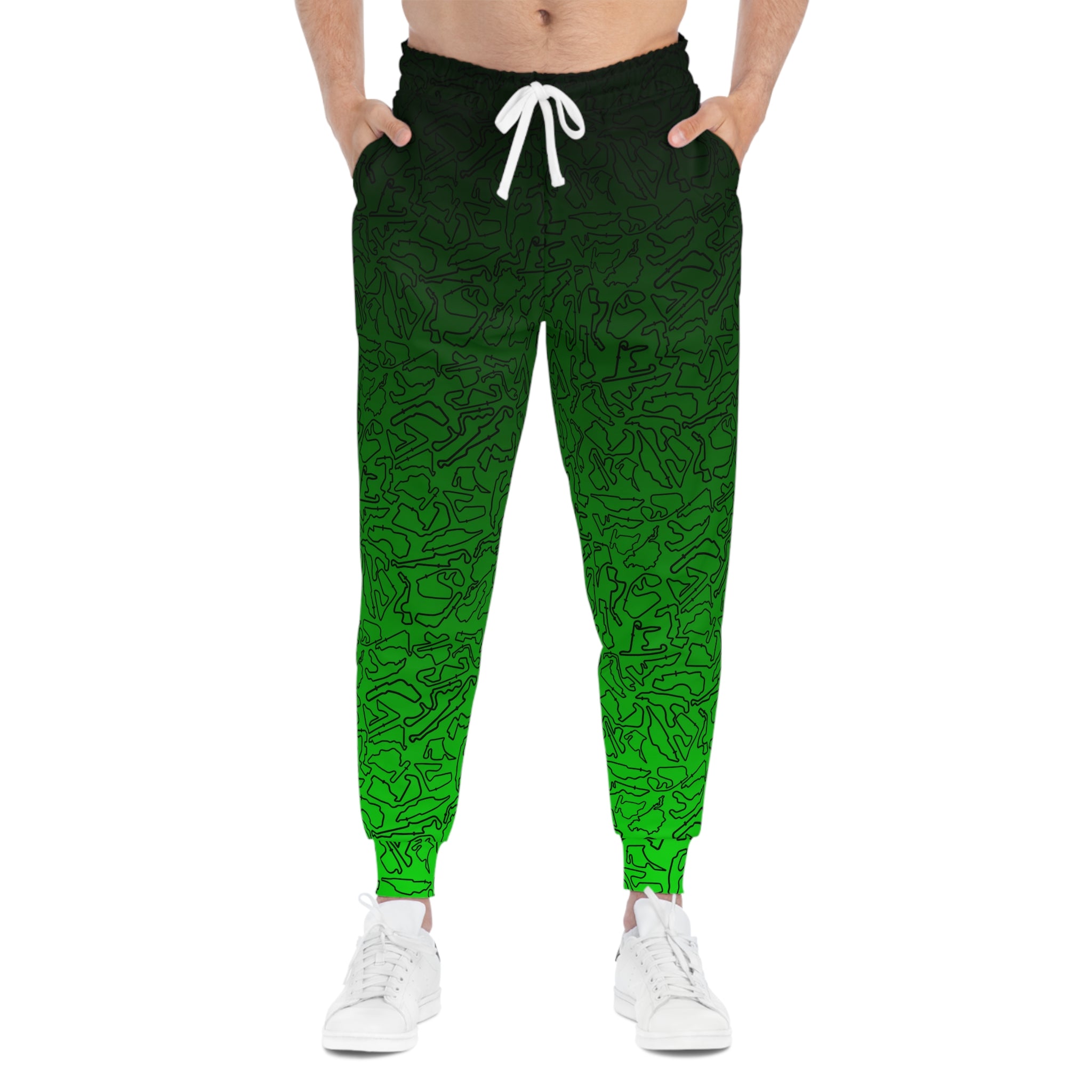 Black dark to light Green Track Camo unisex Joggers, Casual Lounge