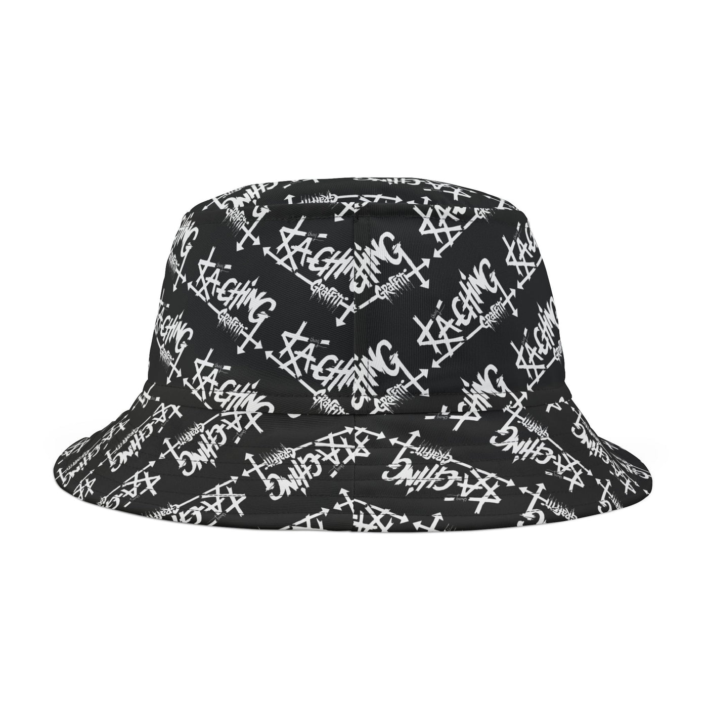 Ka-Ching Graffiti Black bucket hat , Festival Fashion, Gift for Fashion Lovers, AOP Design