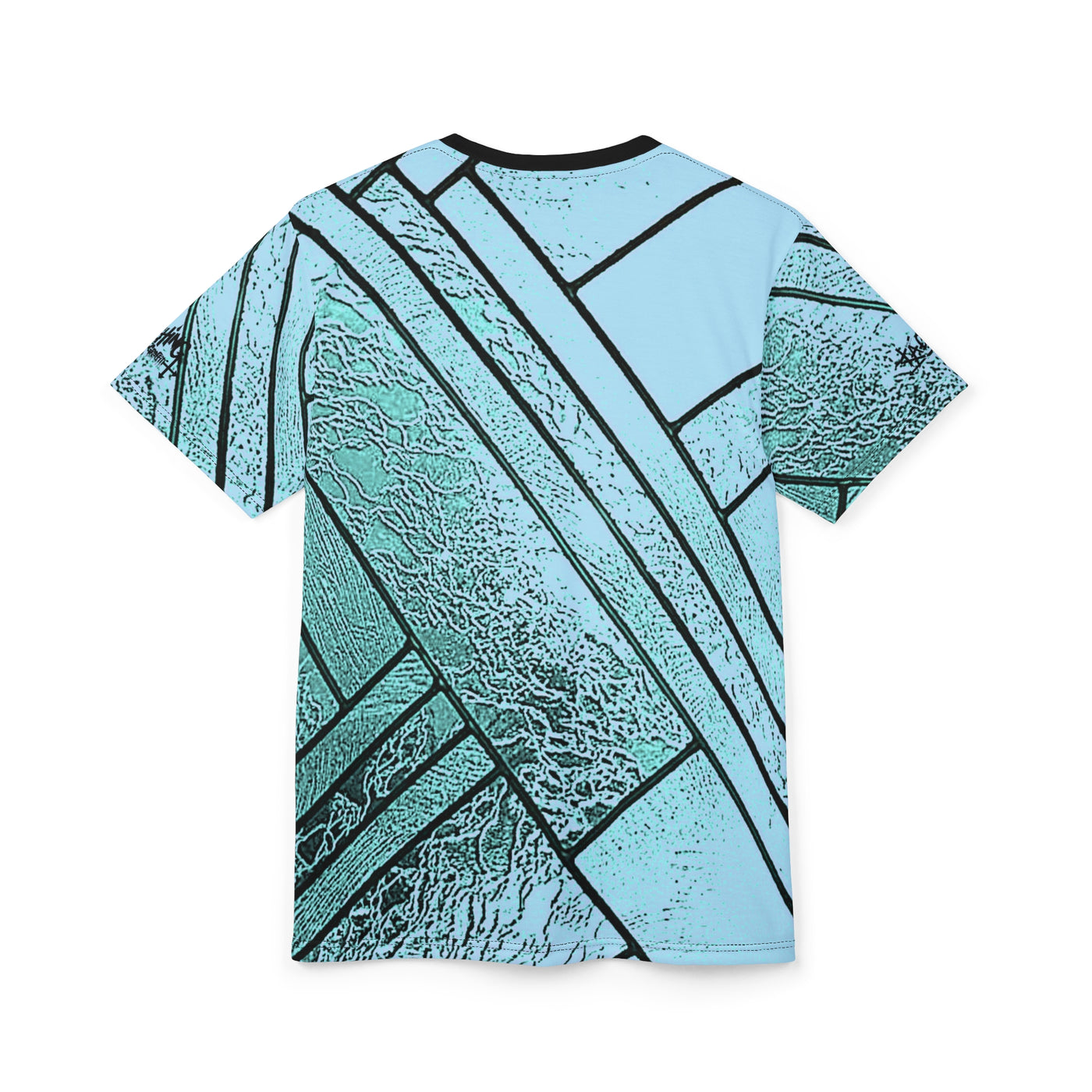 Metallic Glass stainglass Unisex Tee Aqua