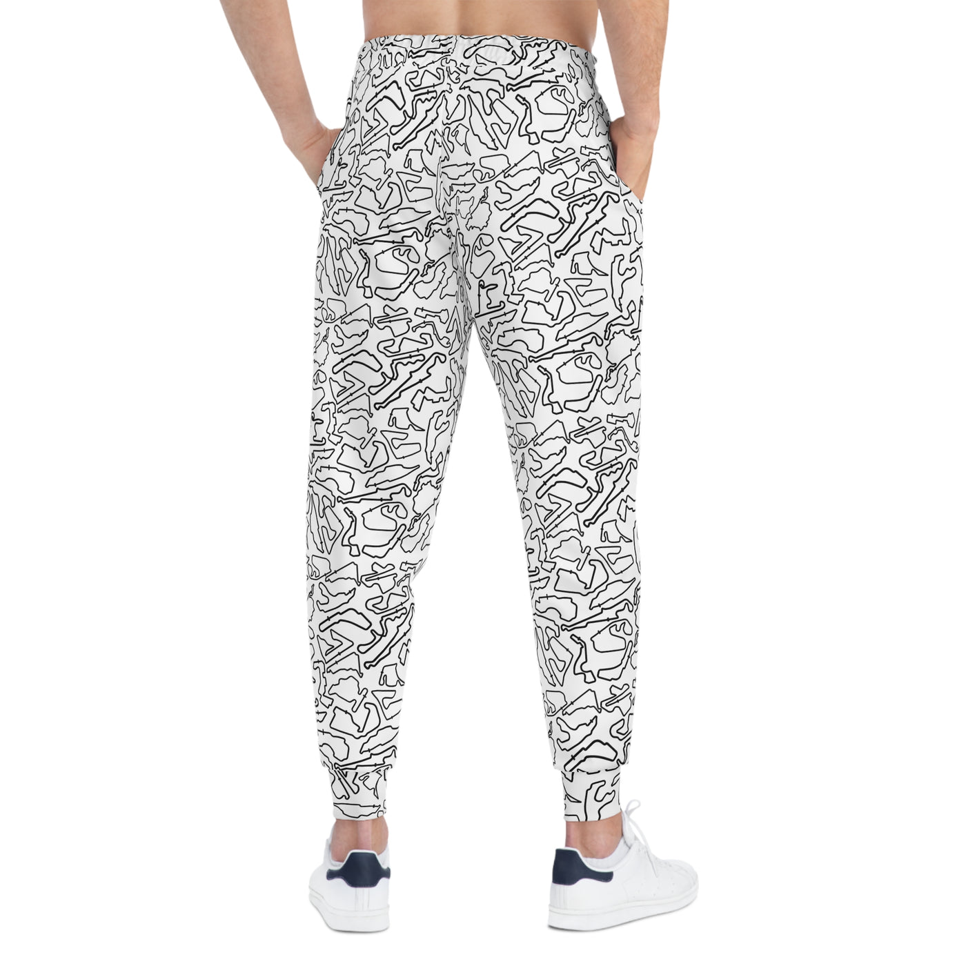 Black white Track Camo unisex Joggers, Casual Lounge