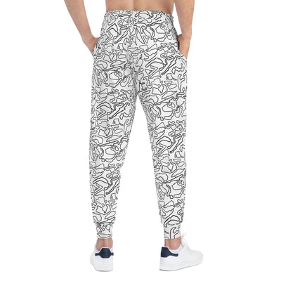 Black white Track Camo unisex Joggers, Casual Lounge