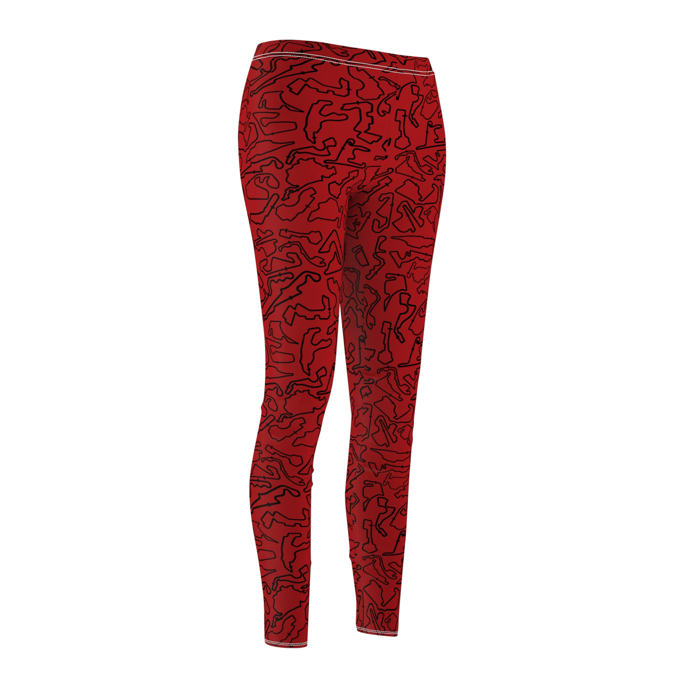 Black Red Track Red Casual Leggings