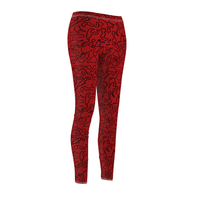 Black Red Track Red Casual Leggings