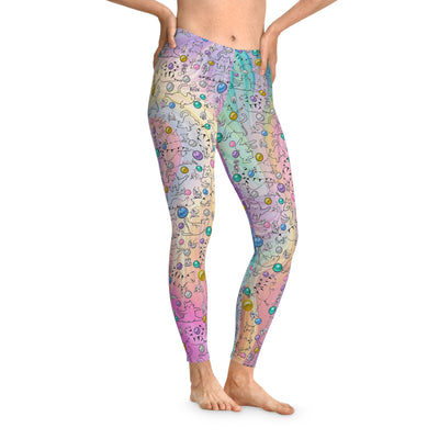 Playful Cat Print Stretchy Pilates/Yoga pants for a Comfortable & Fun exercise session. Multi