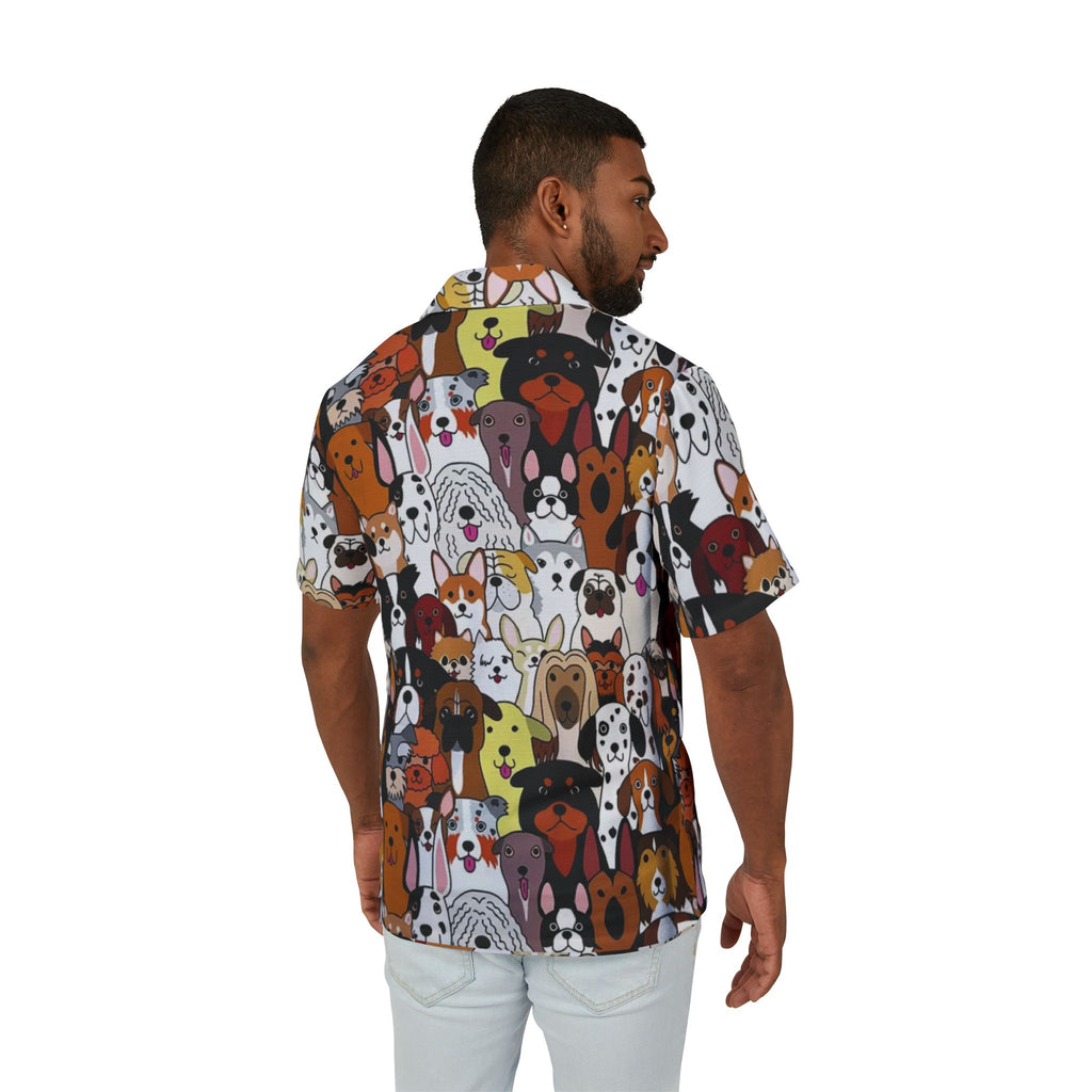 Dog Pattern Hawaiian Camp Shirt — Colorful All-Over Print Pet Lover Shirt