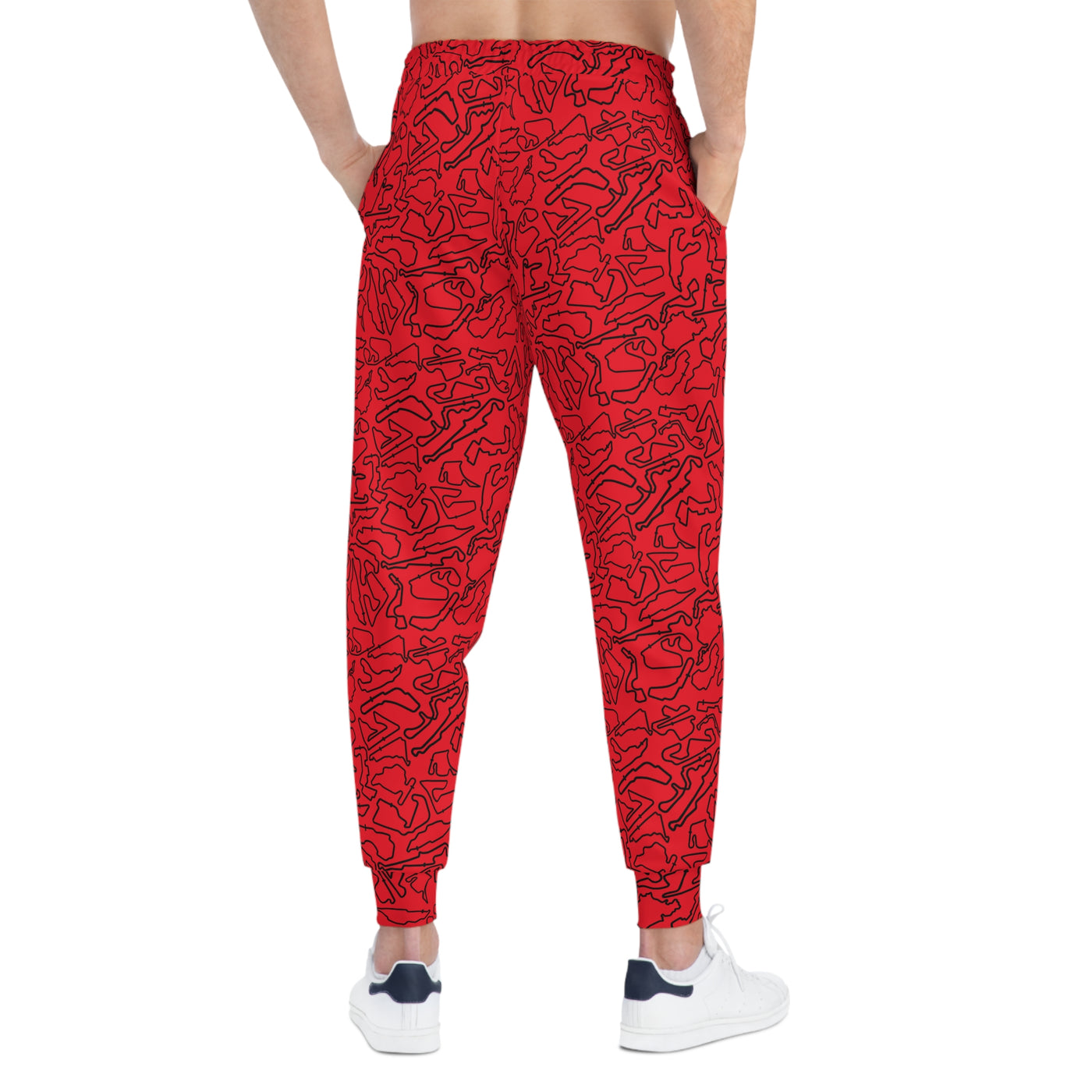 Black Red Track Camo unisex Joggers, Casual Lounge
