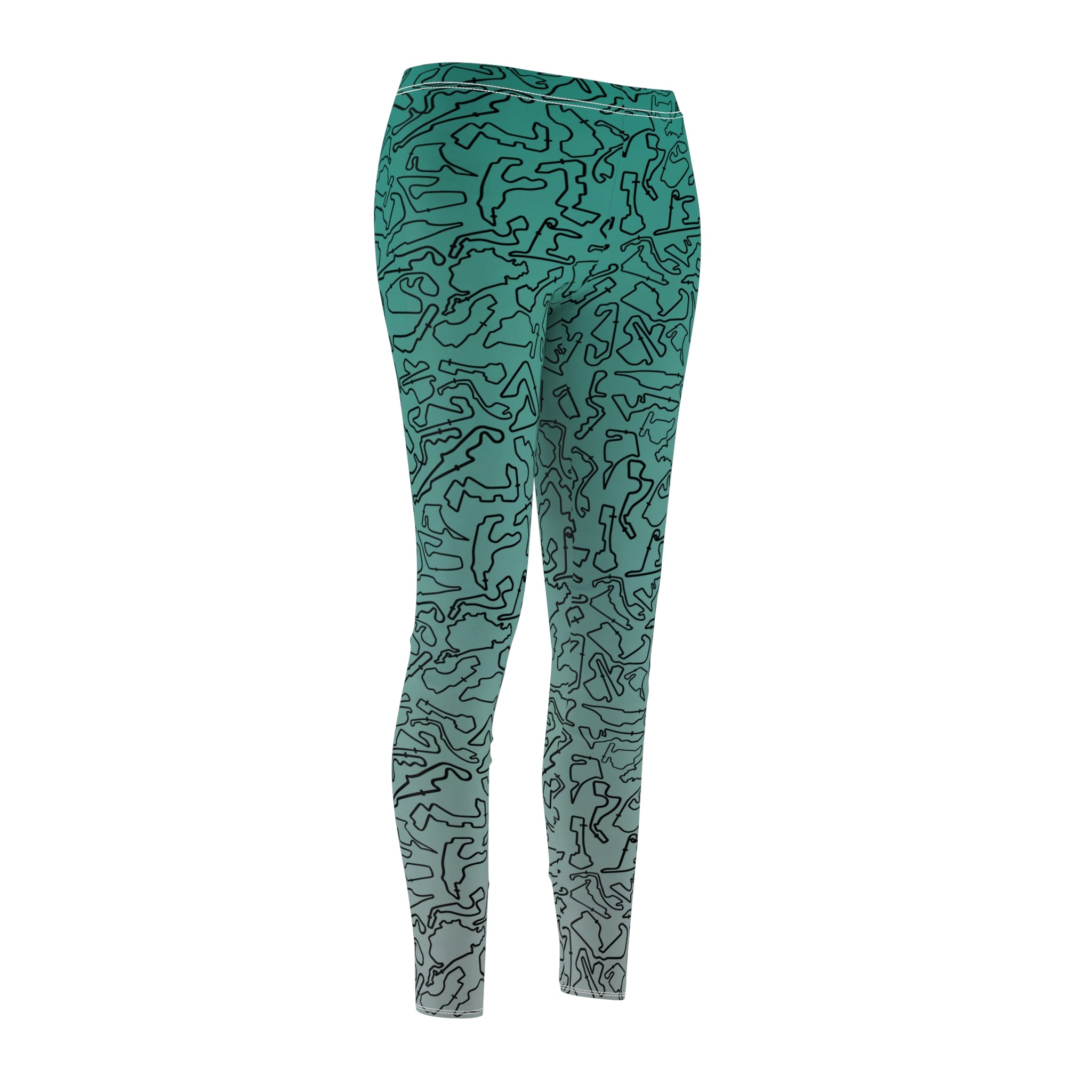 Black teal silver Track Casual Leggings