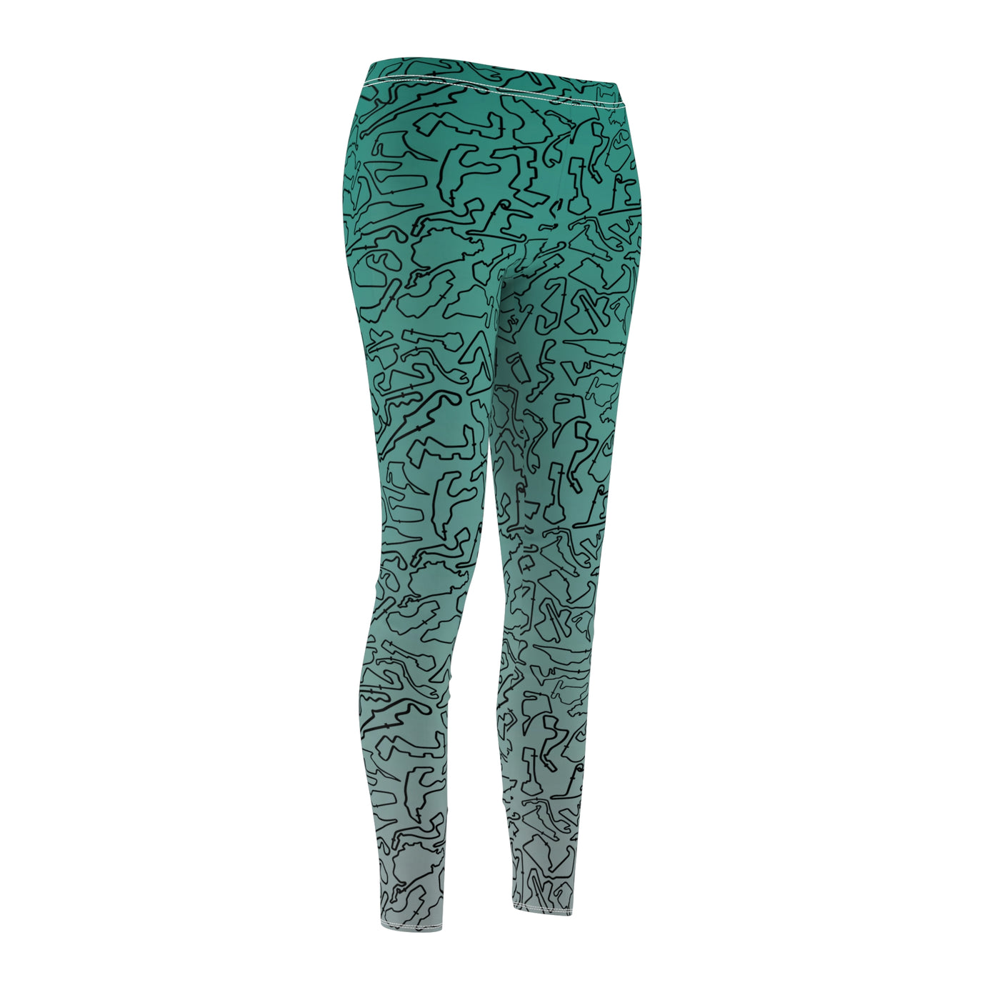Black teal silver Track Casual Leggings