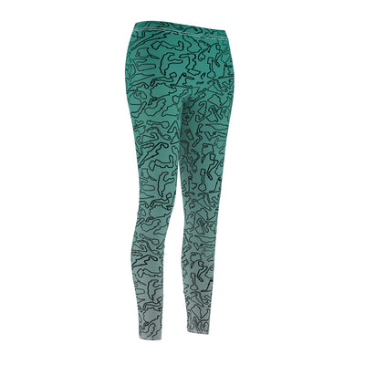 Black teal silver Track Casual Leggings