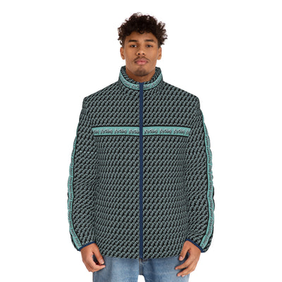 Ka-Ching Teal designer print Puffer Jacket limited edition