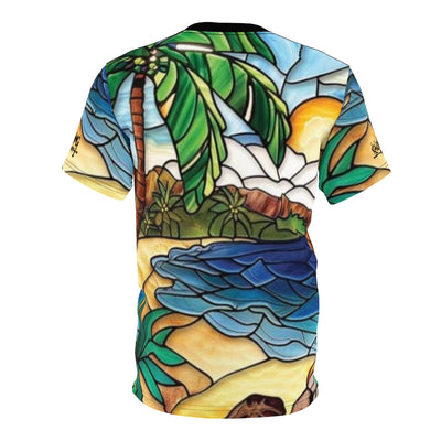 Tropical Glass stainglass Unisex Tee Aqua