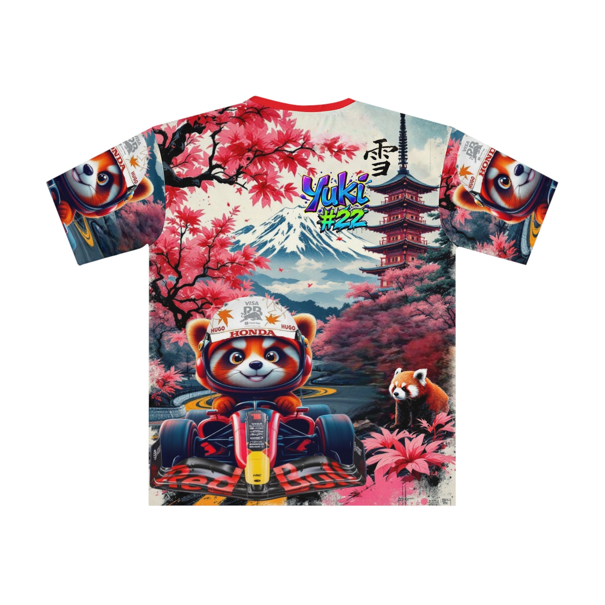 Yuki unisex Loose T-Shirt - Colorful Racing Design with Japanese Backdrop - Perfect for Motorsport Fans