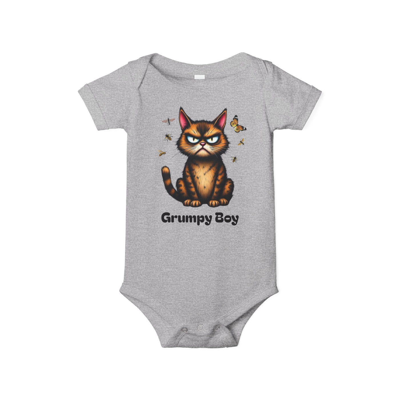 Ka-Ching Grumpy Boy Infant Onesie, Cute Baby Bodysuit.