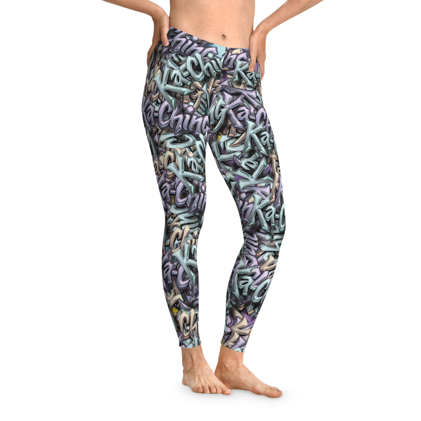 Ching Print Stretchy Pilates/Yoga pants for a Comfortable & Fun exercise session.