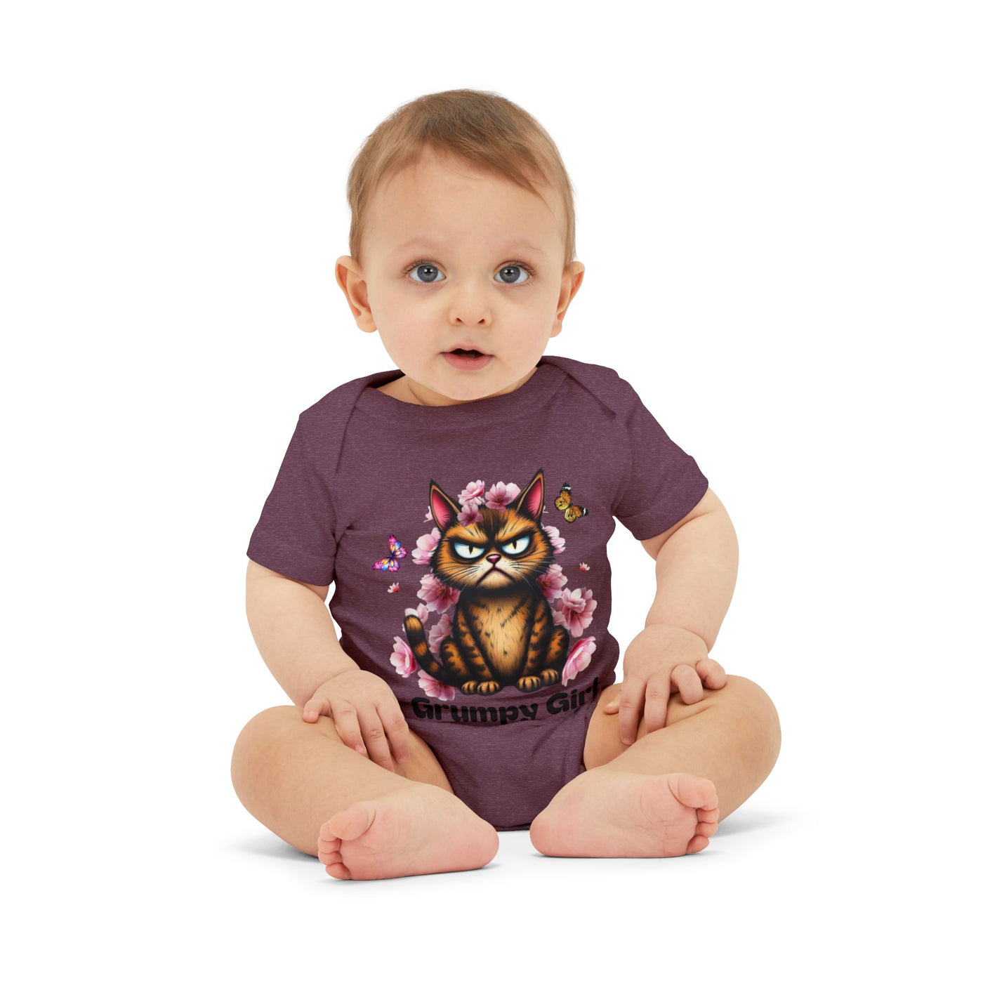 Ka-Ching Grumpy Girl Infant Onesie, Cute Baby Bodysuit.