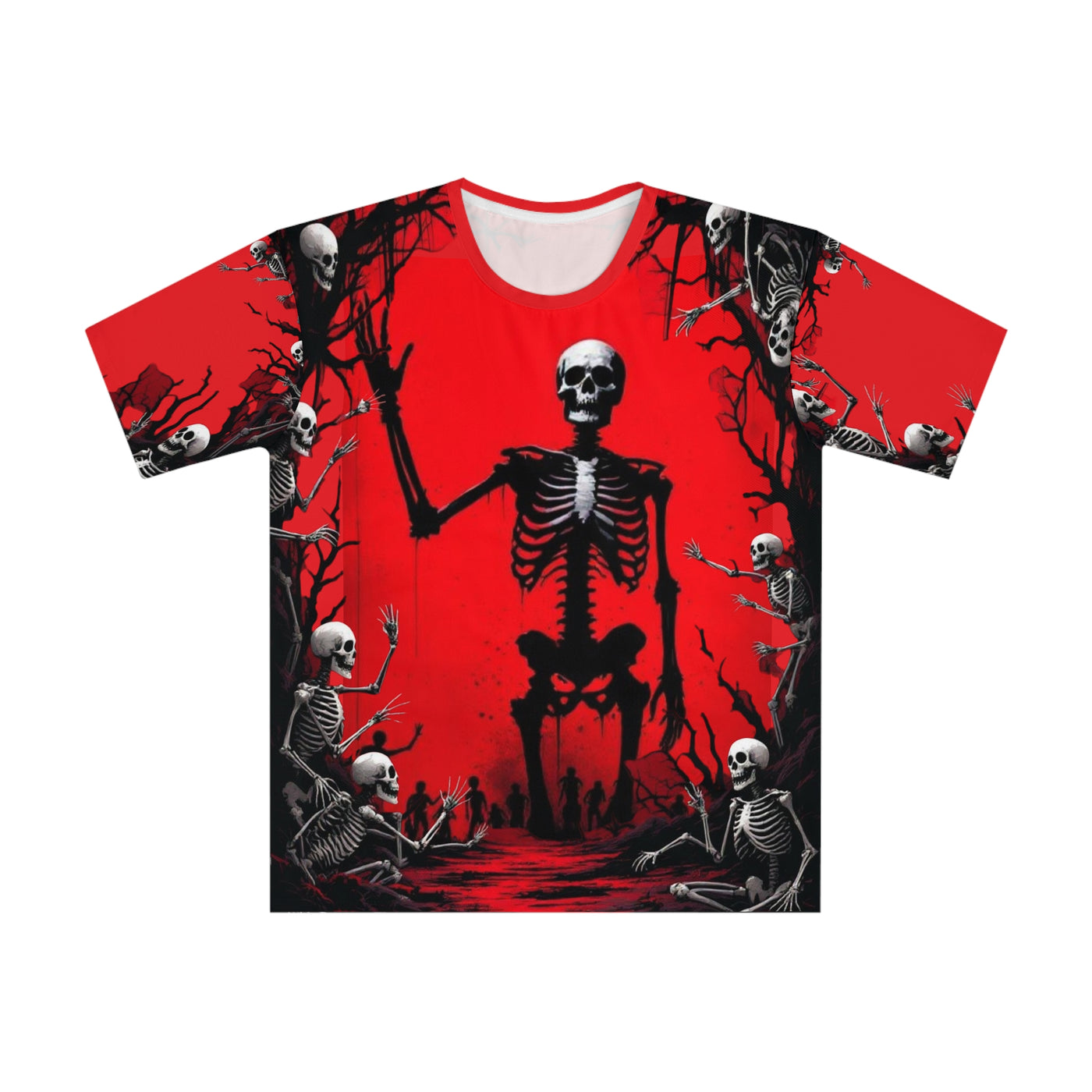 Unisex Skeletons Red Graphic Tee,