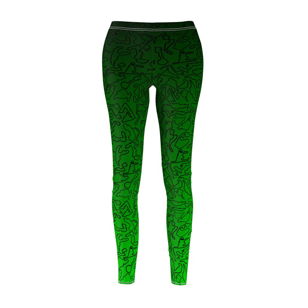 Black dark to light green Track Casual Leggings