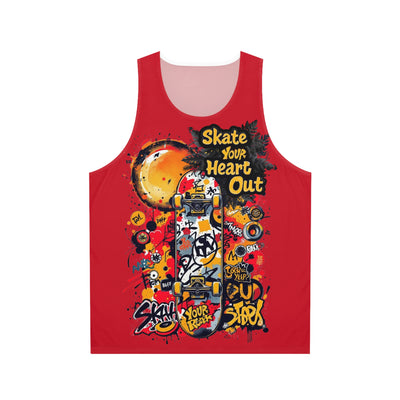 Skate Your Heart Out, Tank Vest, Red