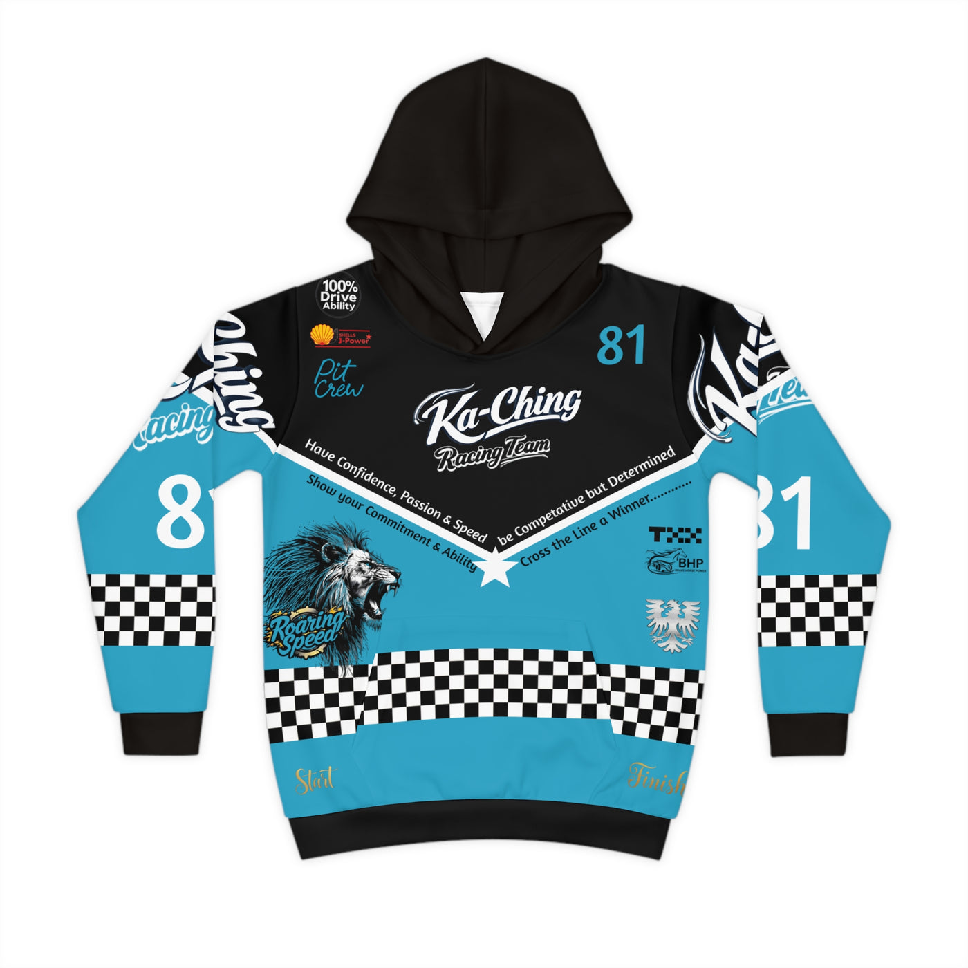Ka-Ching Racing Hoodie unisex Motorsport Fans turquoise