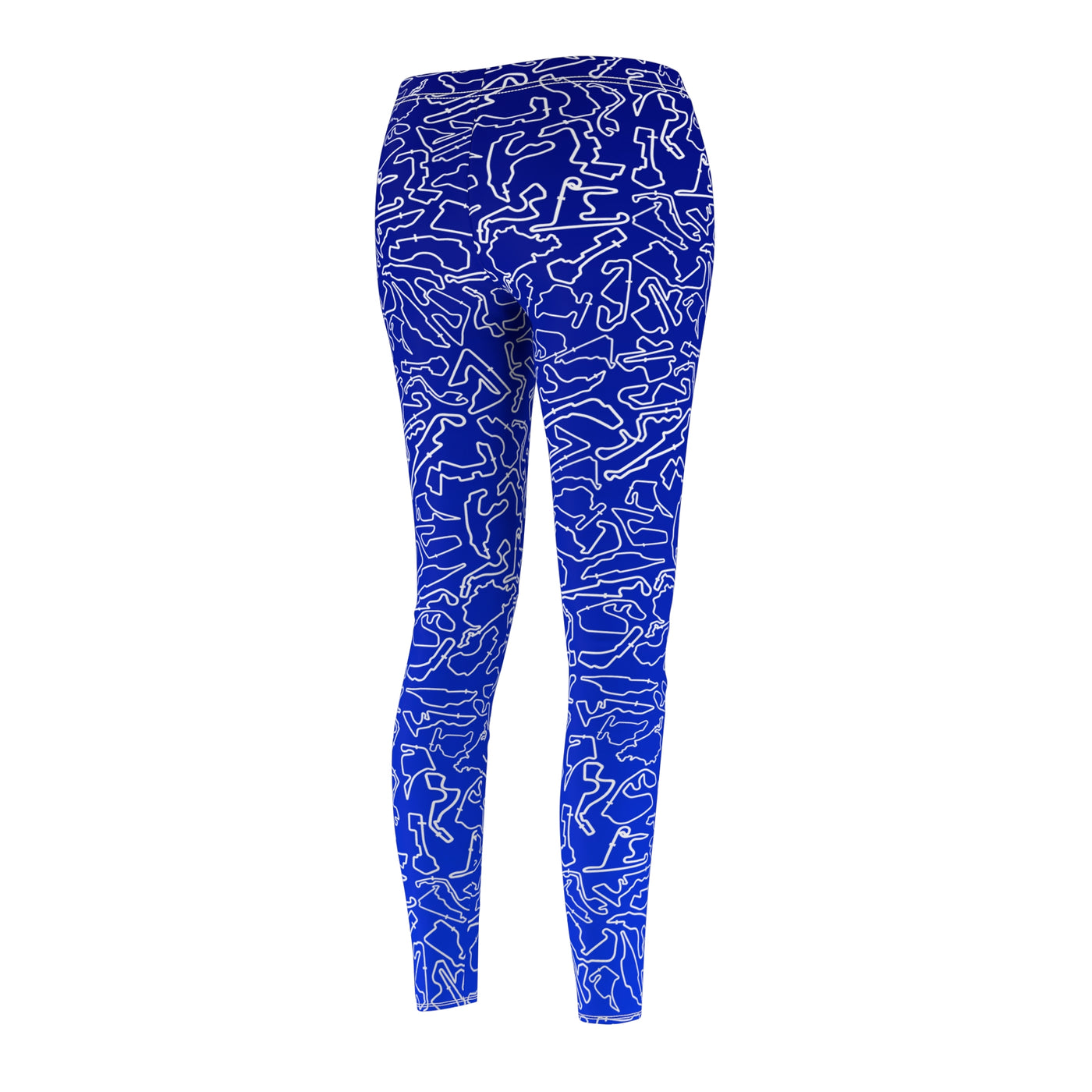 White Blue Track Casual Leggings