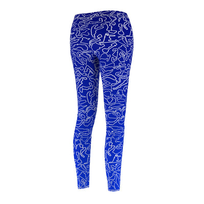 White Blue Track Casual Leggings