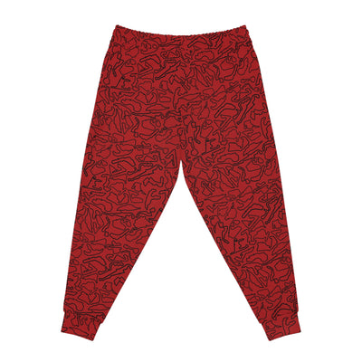 Black Dark red Track Camo unisex Joggers, Casual Lounge