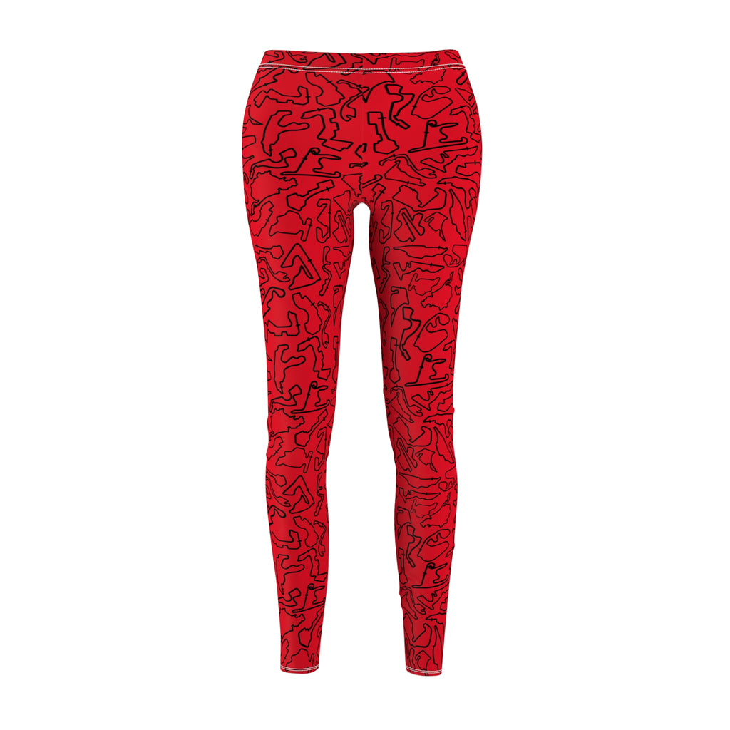 Black Red Track Casual Leggings