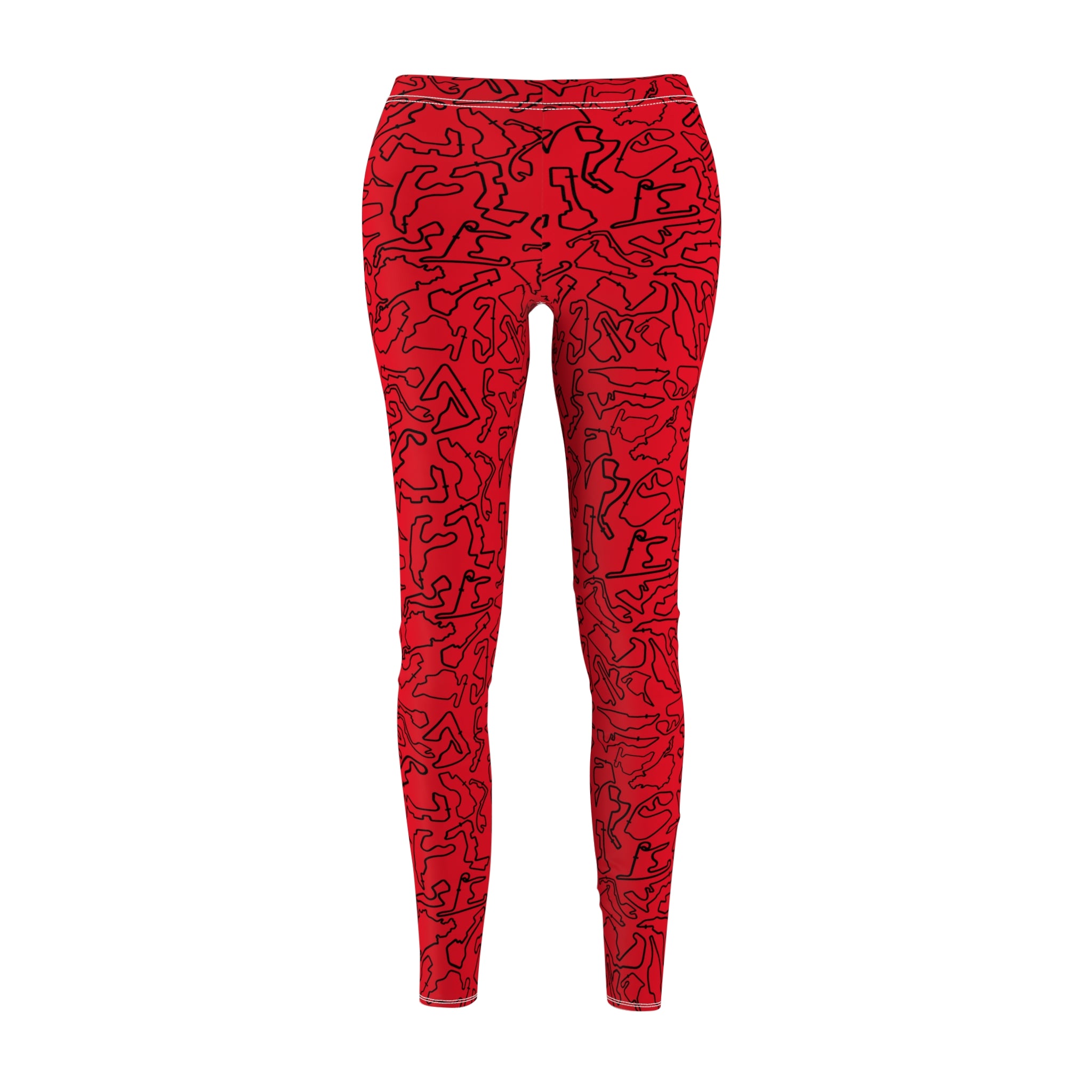 Black Red Track Casual Leggings