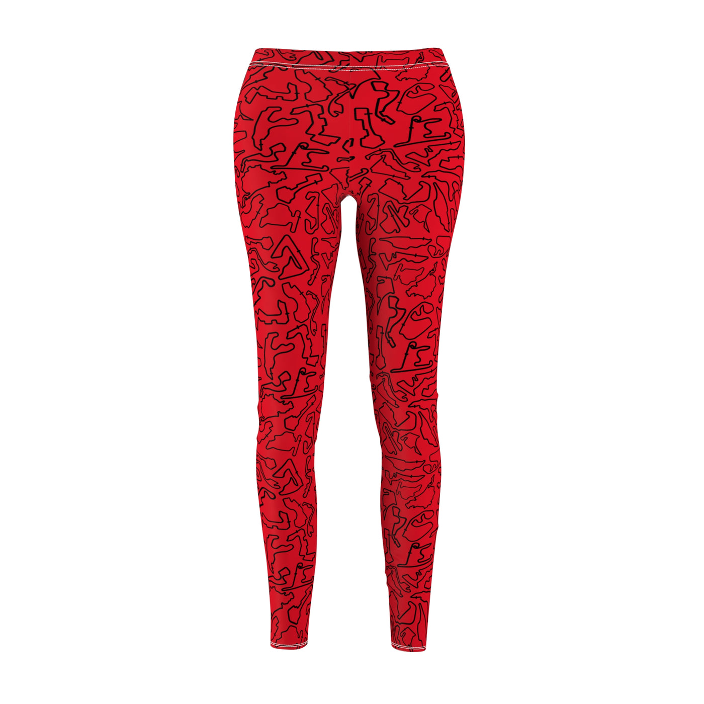 Black Red Track Casual Leggings