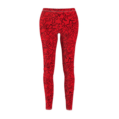 Black Red Track Casual Leggings
