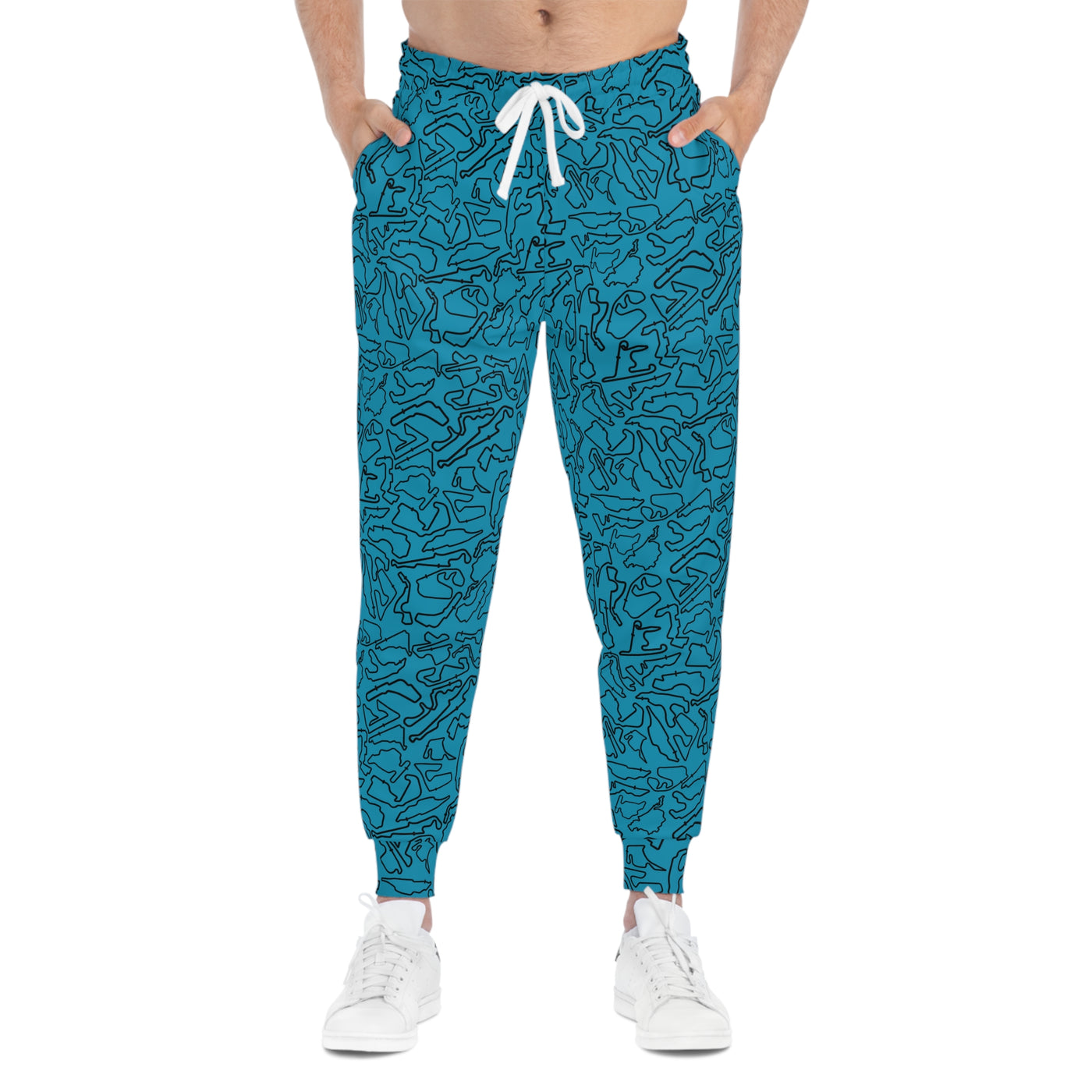 Black Teal Track Camo unisex Joggers, Casual Lounge