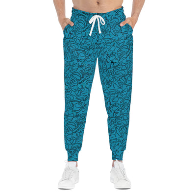 Black Teal Track Camo unisex Joggers, Casual Lounge