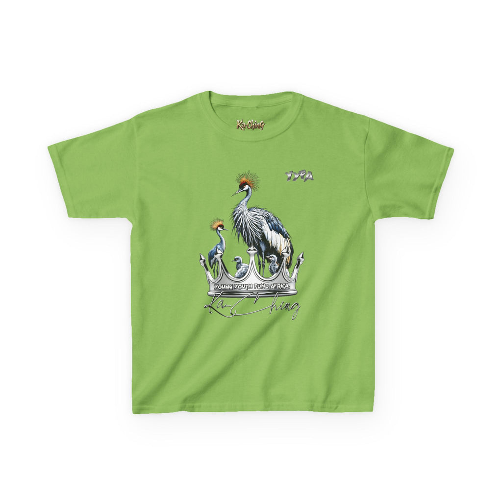 YYFA Kids T-Shirt — Crowned Crested Cranes Graphic Tee ("Rare King")