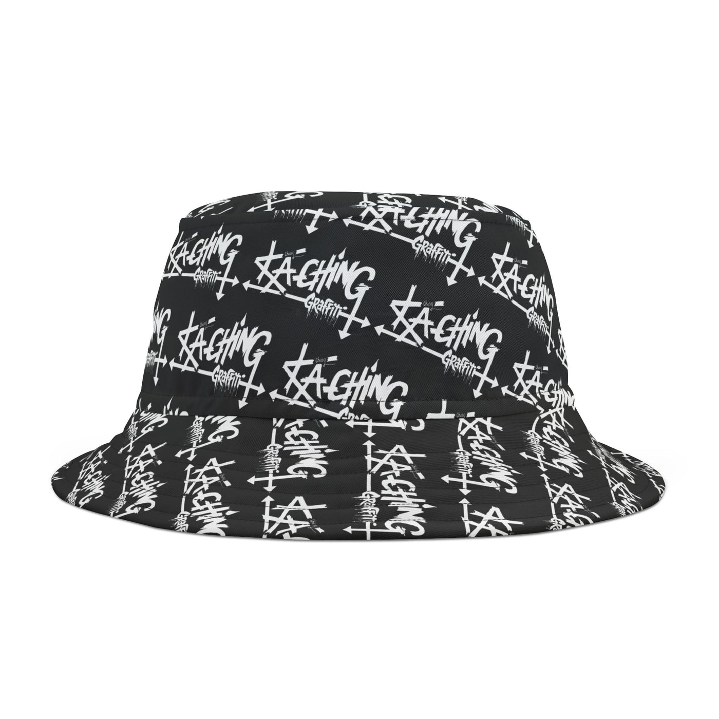 Ka-Ching Graffiti Black bucket hat , Festival Fashion, Gift for Fashion Lovers, AOP Design