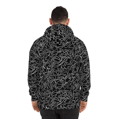 White Black Track Camo print unisex Graphic Hoodie, Unique Streetwear Pullover, Cozy Lounge Wear