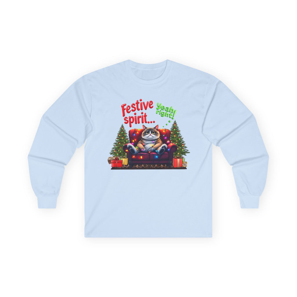 Grumpy Cat's Festive spirit, Unisex Long Sleeve Tee.