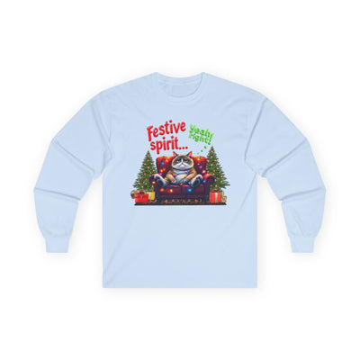 Grumpy Cat's Festive spirit, Unisex Long Sleeve Tee.